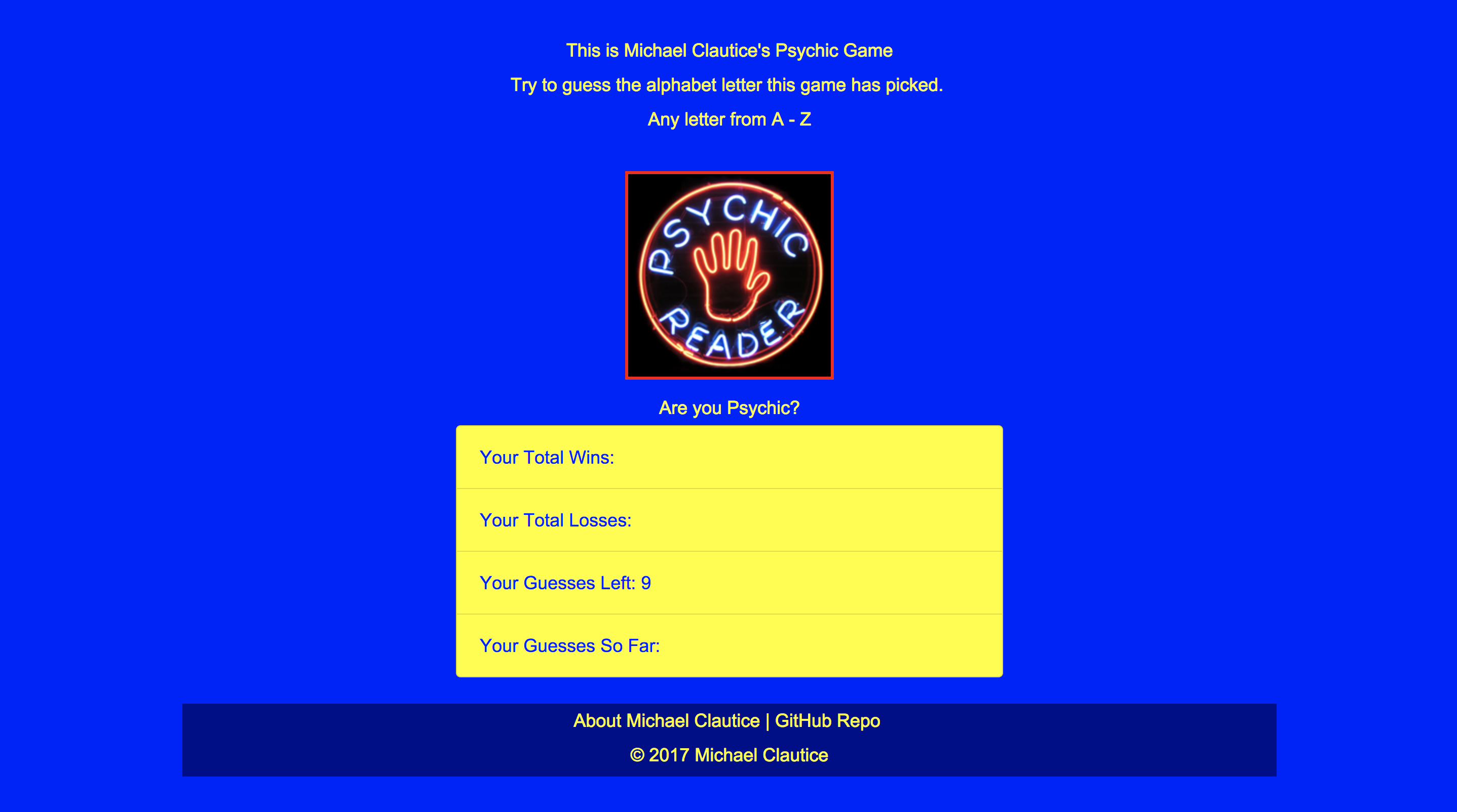 screenshot of trivia game